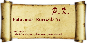 Pohrancz Kurszán névjegykártya